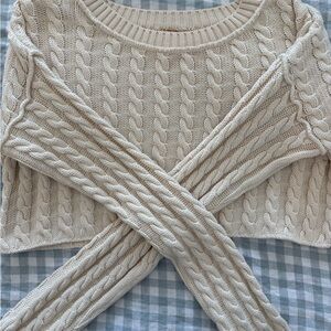 Free People Cable Knit Sweater - Cream